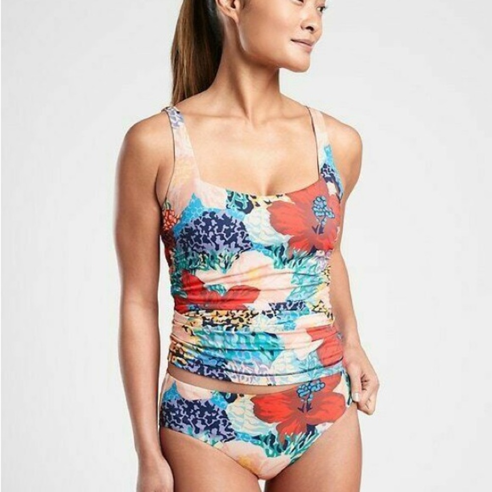 Athleta Multicolor Floral Square Neck Tankini Top